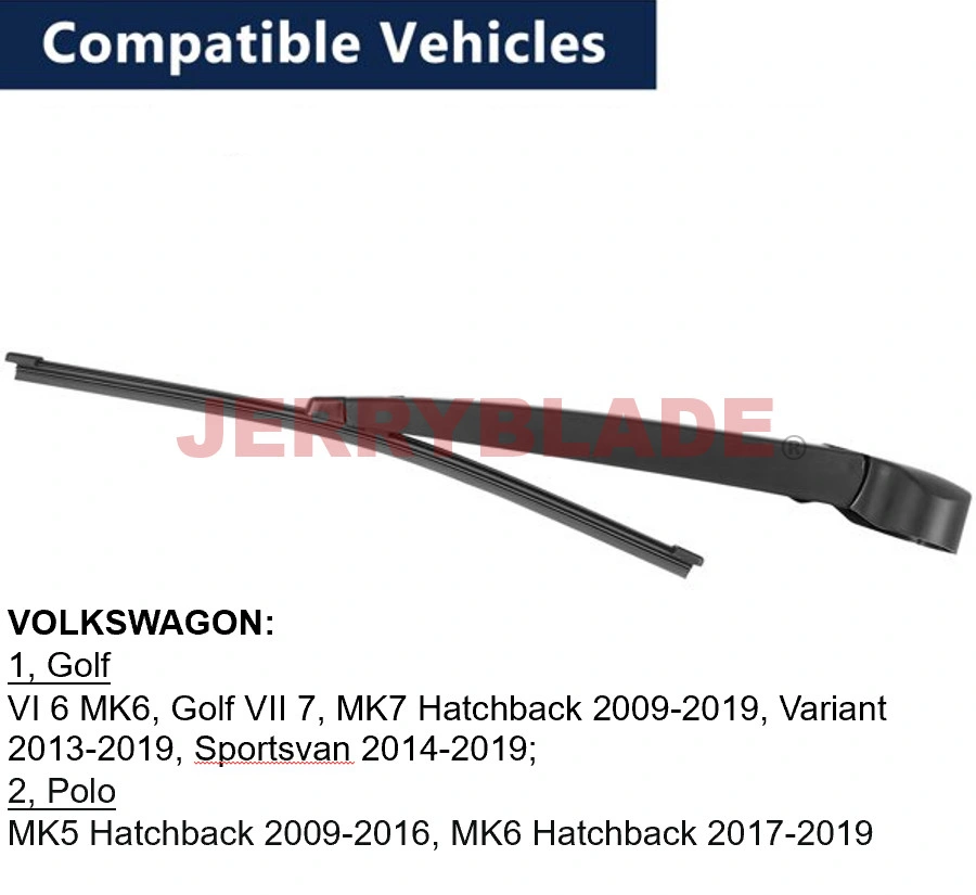 Rear Windshield Wiper Blade Arm Set for VW Golf Mk6 2009-2019 375mm 15inch Windshield Windscreen Rear Wiper Arm & Blade Kit for VW Volkswagen Golf 7