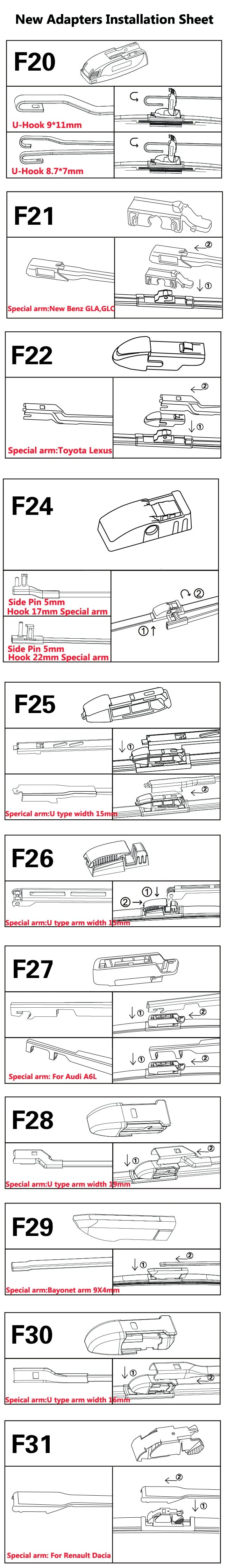 11 Adapters Wiper Blade Suit for 99% Cars on The Road.